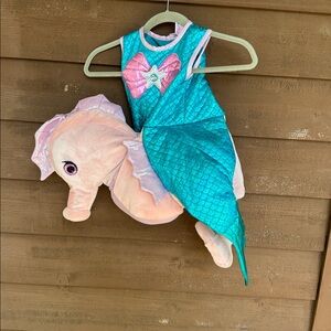 Dream Play Imagine Teal and Pink Mermaid  Riding Seahorse Costume size 5T